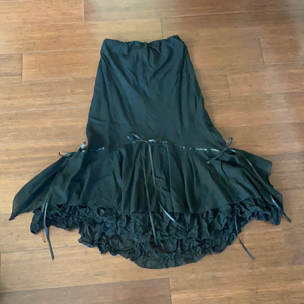 Black midi cotton skirt